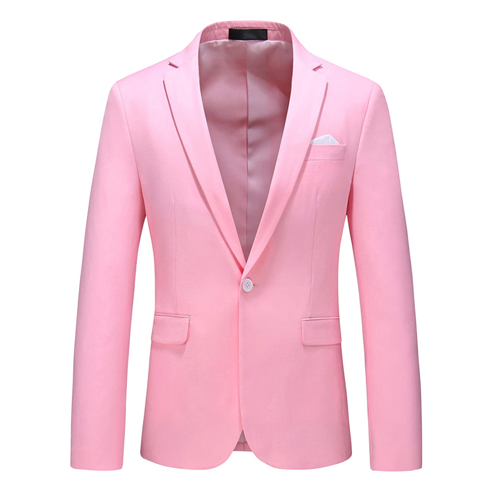 Men's Slim Fit Double Breasted Jacket Slim Fit Business Daily Prom Blazer Peak Lapel Groom Wedding Party Suit Coat (Pink 2,5X-Large)