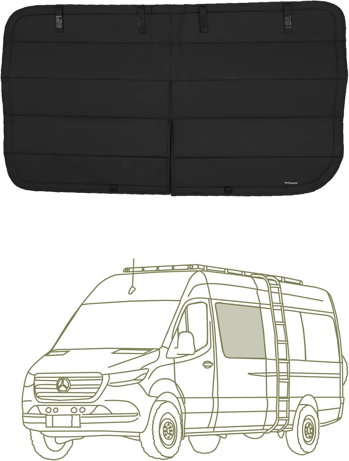 VanEssential Insulated Stealth Blackout Magnetic Window Cover Designed for Mercedes-Benz NCV3 & VS30 (Van Years 2007 to Current), Sliding Door (Bare Metal Window Frame Only), Black