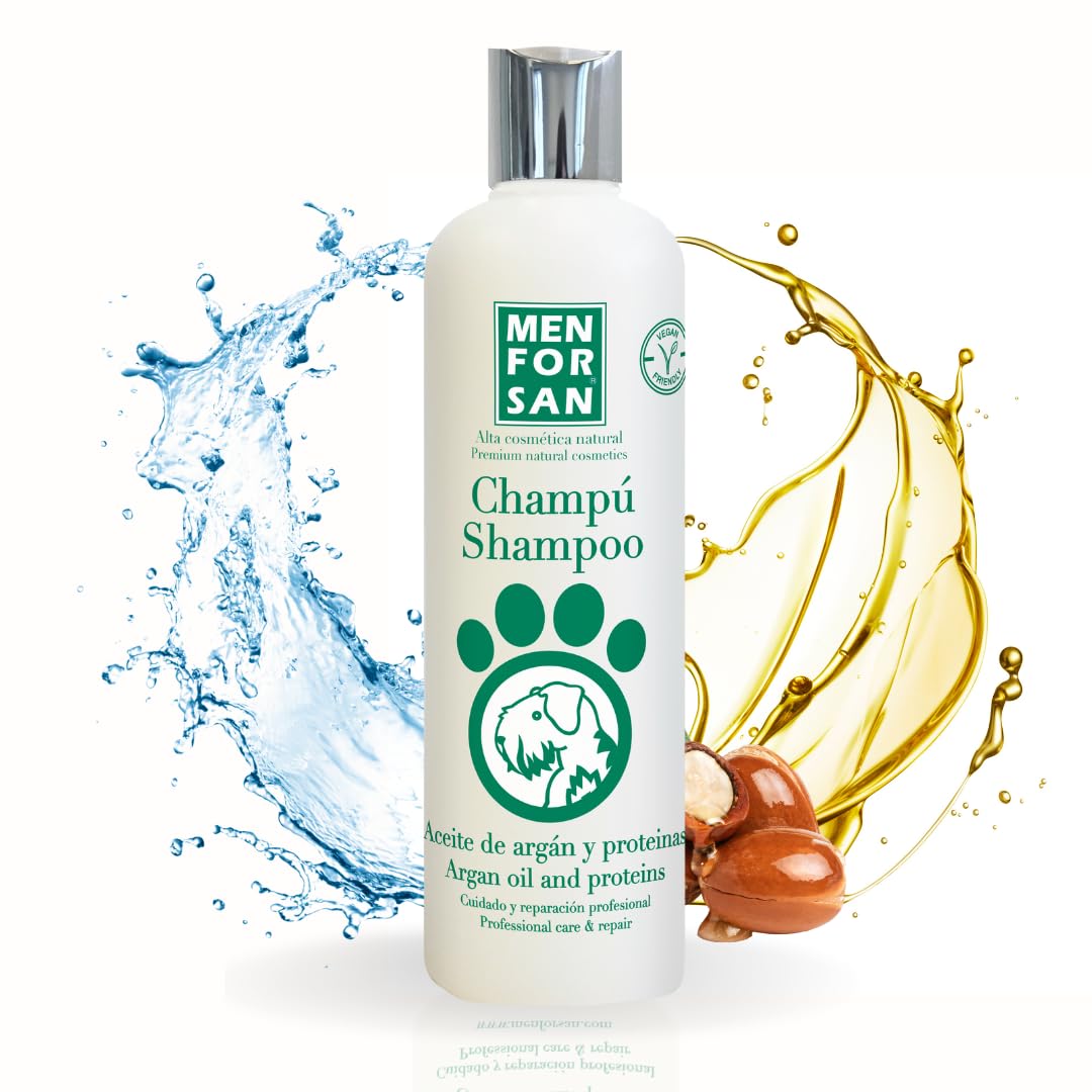 MENFORSAN Champu para perros con aceite de argan y proteinas 300ml, aporta brillo espectacular