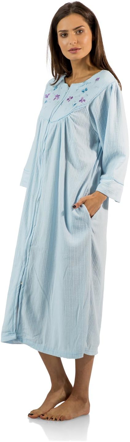 Casual Nights Women's Zipper Front Jacquard Fleece Long Robe Duster - Image 2
