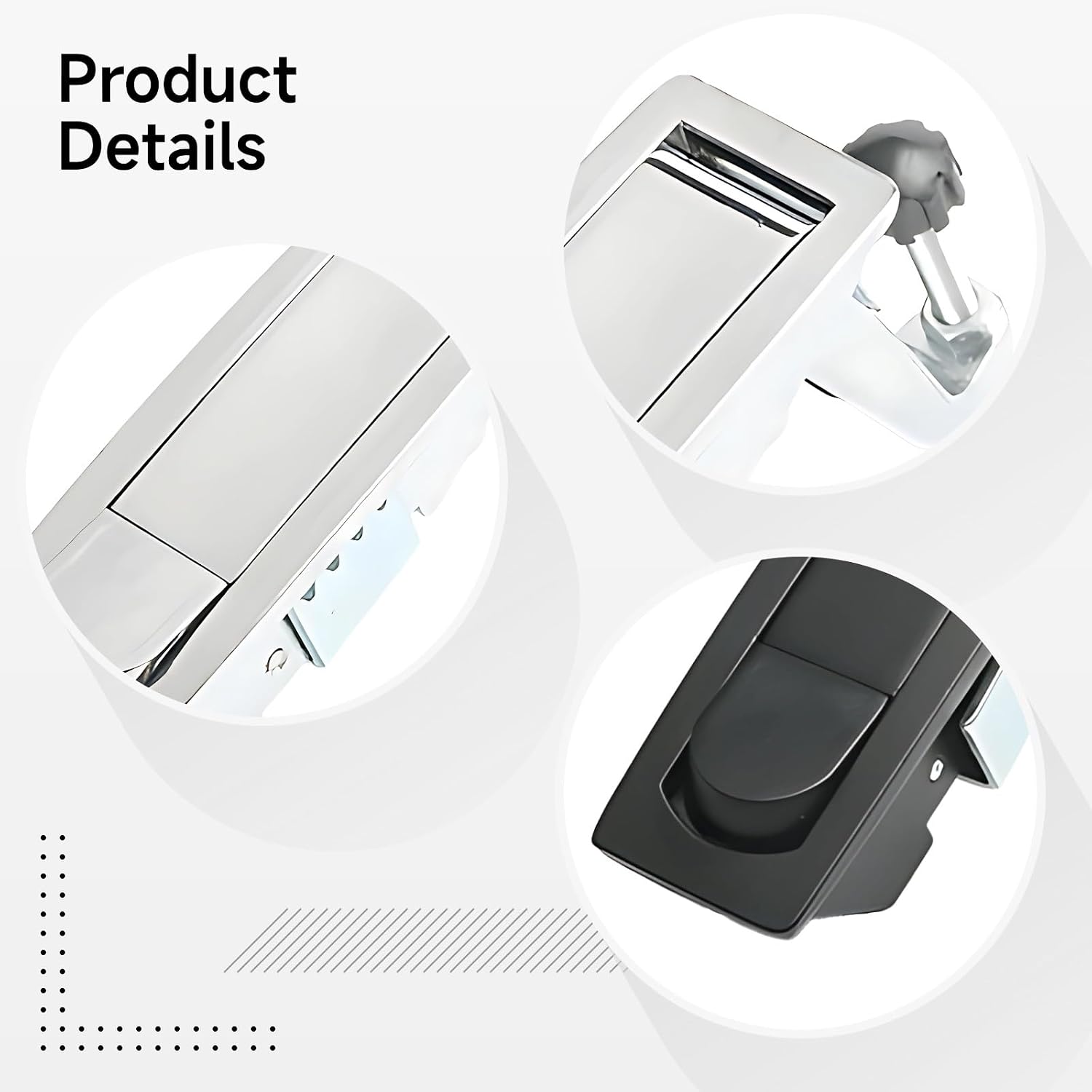 Alloy Flat Button Latches 2 Pcs Zinc Black, Outdoor Gates Industrial Lock Heavy Duty, Fence, Boilers, and Air Compressors, Pcs 2 Bright Chrome Zinc Alloy Includes, Design Adjustable