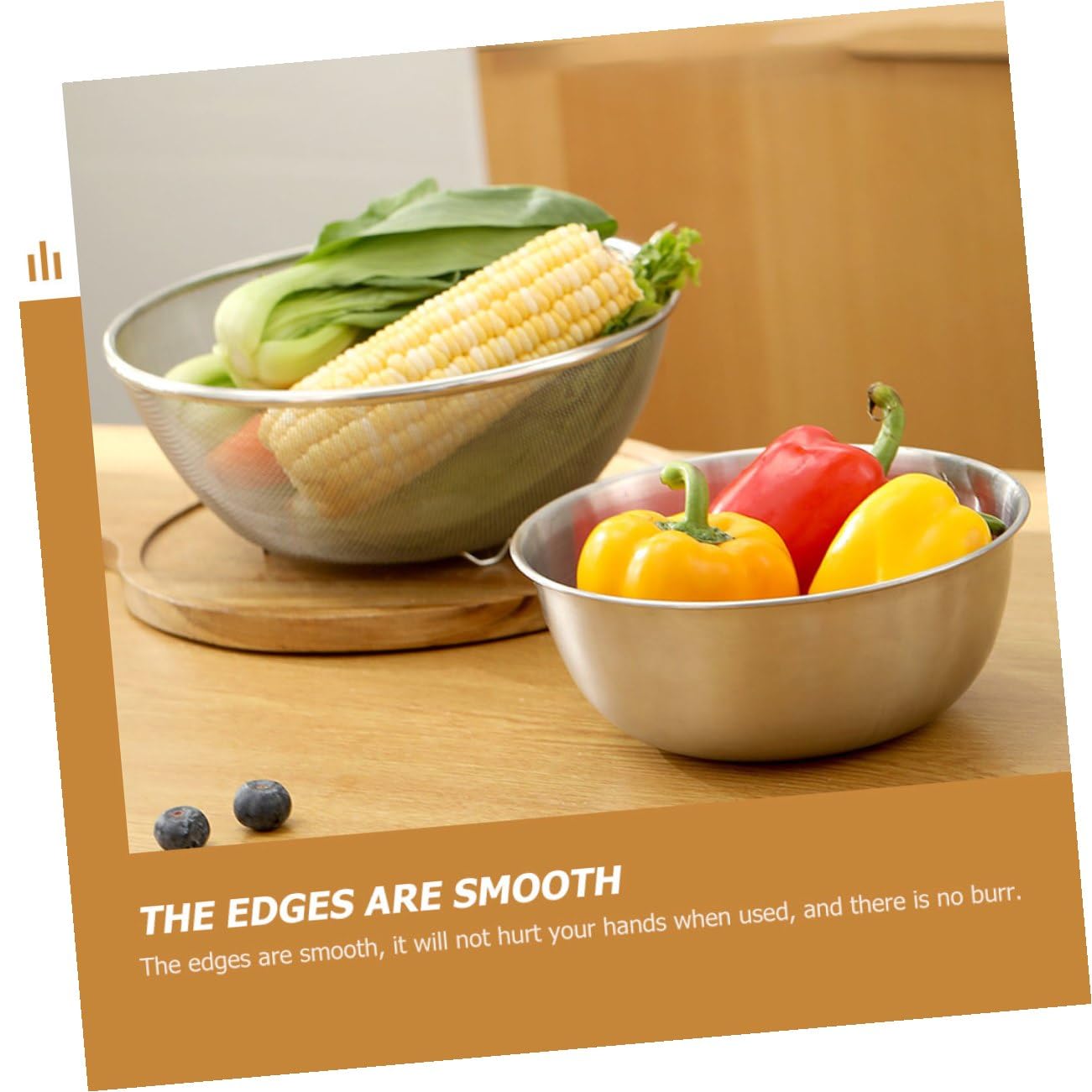 Colador de Alimentos y Escurridor de Arroz Inoxidable, Cesta de Drenaje Rápida y Resistente, Juego 2 Piezas, Apto para Frutas y Verduras en Cocina Doméstica