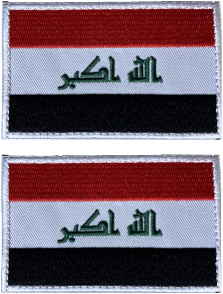 ShowPlus 2PCS Iraq IQ Flag Military Embroidered Tactical Patch Morale Shoulder Applique