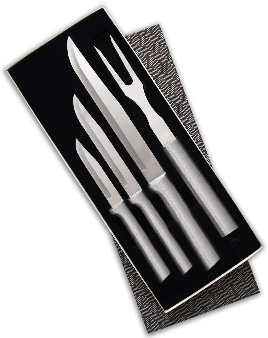 Rada Cutlery Prepare Then Carve Gift Set (S3C), 4-Piece Knife Set, Stainless Steel Blades, Silver Handle
