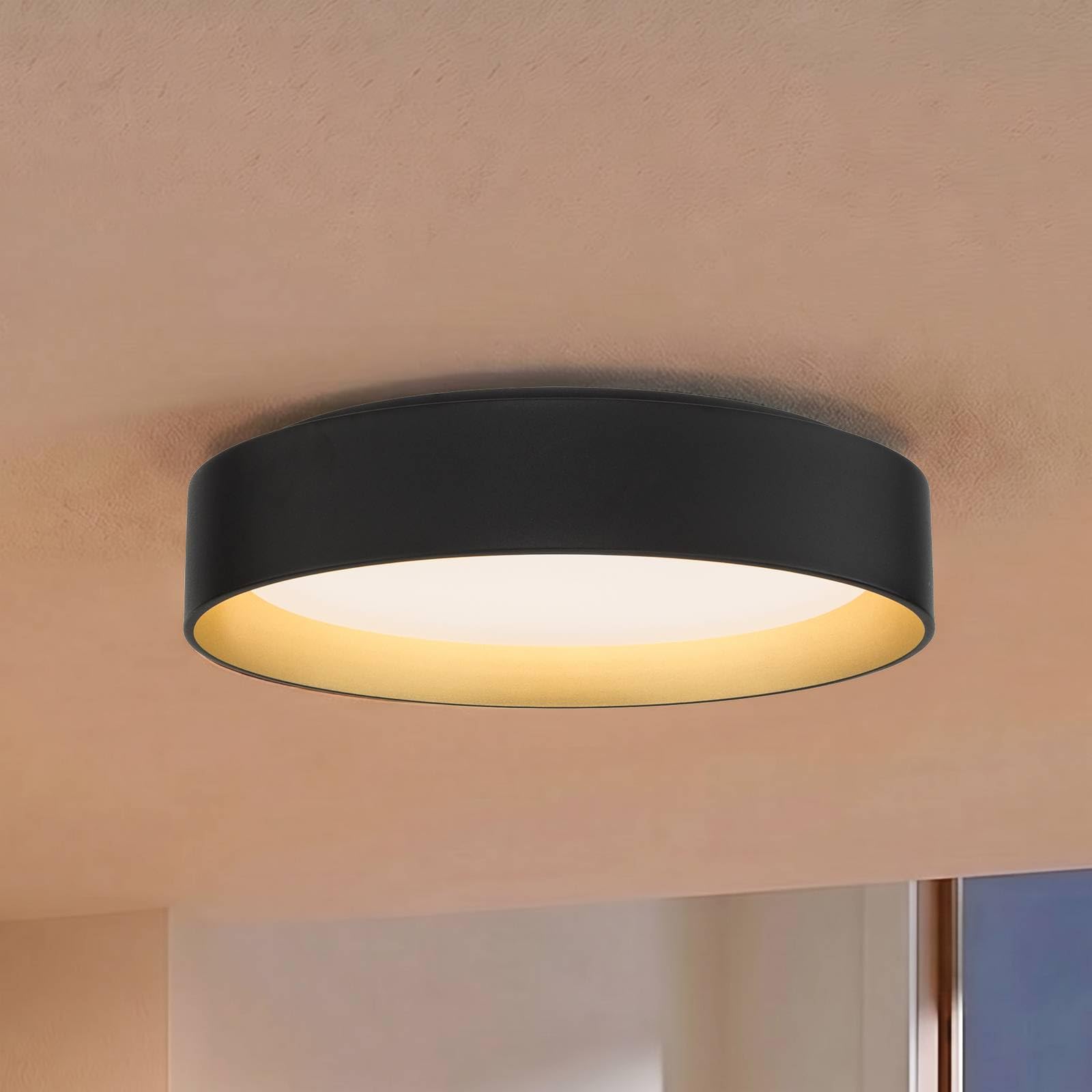 Lindby Black, Gold Led Ceiling Light Gracjan Dimmable (Modern) In Black For E.g. Living Room & Dining (1 Light Source,) From Ceiling Lamp,