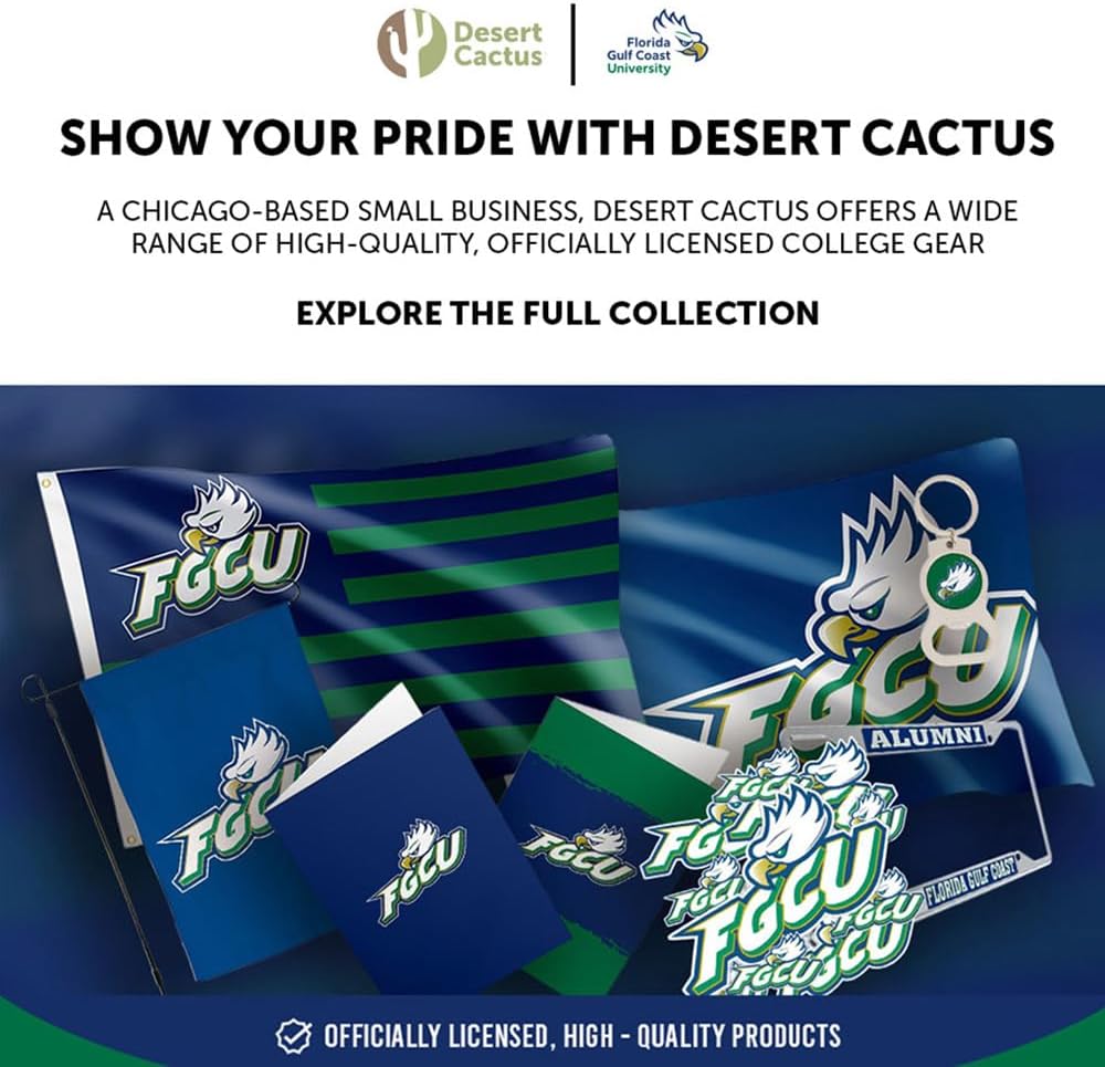 Desert Cactus Florida Gulf Coast University Luggage Tag – Official FGCU Eagles 2 Pack Travel ID Label for Suitcases, Bags, and Carry-Ons (2-Pack Acrylic Luggage Tag B)