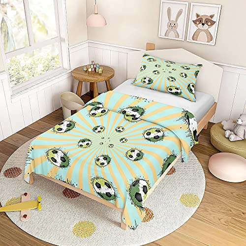 FANSU Enfant Parure de Lit Imprimé Football Créatif pour Garçons 1 Personne Ensemble de Literie avec Housse de Couette et Taie d'oreiller en Microfibre...