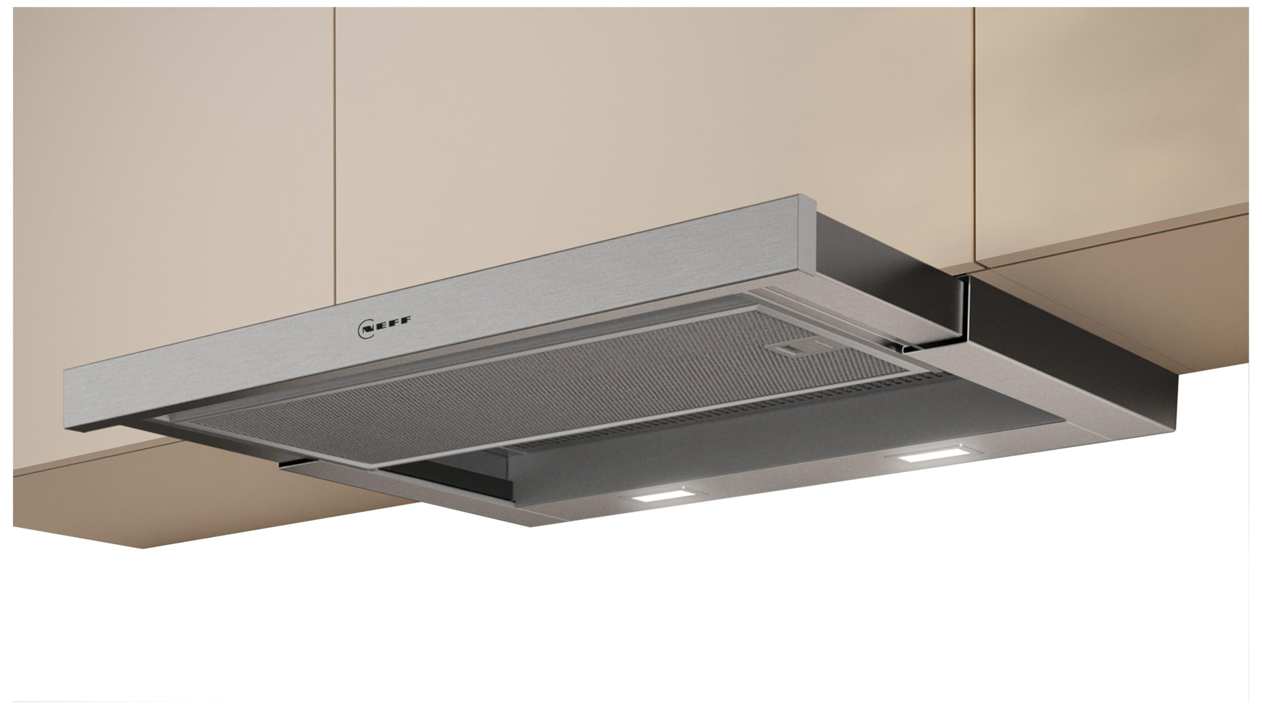 NEFF D46ML54X1, N70, Einbau-Dunstabzugshaube 60 cm, Made in Germany, Energieeffizienzklasse A, hohe Abluftleistung, extrem leise, Intensivstufe, Dimmfunktion, Intervall Lüftung, Edelstahl