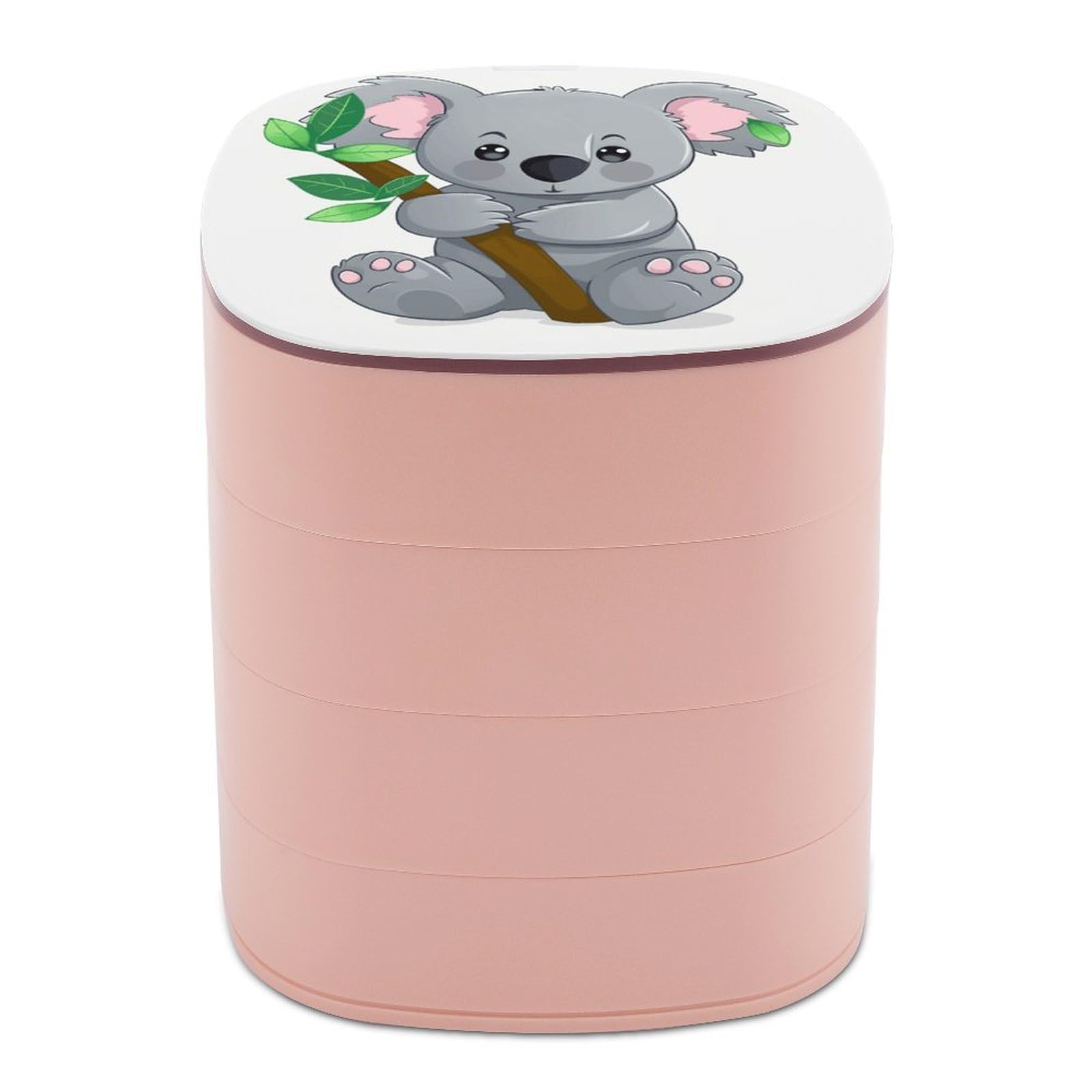 FekiLoot Green Leaf Koala Jewelry Box 4-Layers Rotatable Jewelry Organizer Storage Box with Mirror Cute Travel Jewelry Case Portable Earring Holder Organizer for Ring Necklace Bracelet