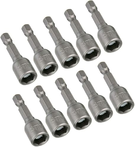 Saipe Juego de brocas de tuerca eléctrica de vástago hexagonal de 14 pulgadas, 10 piezas, 0.315 in, juego de brocas, 1.654 in de longitud