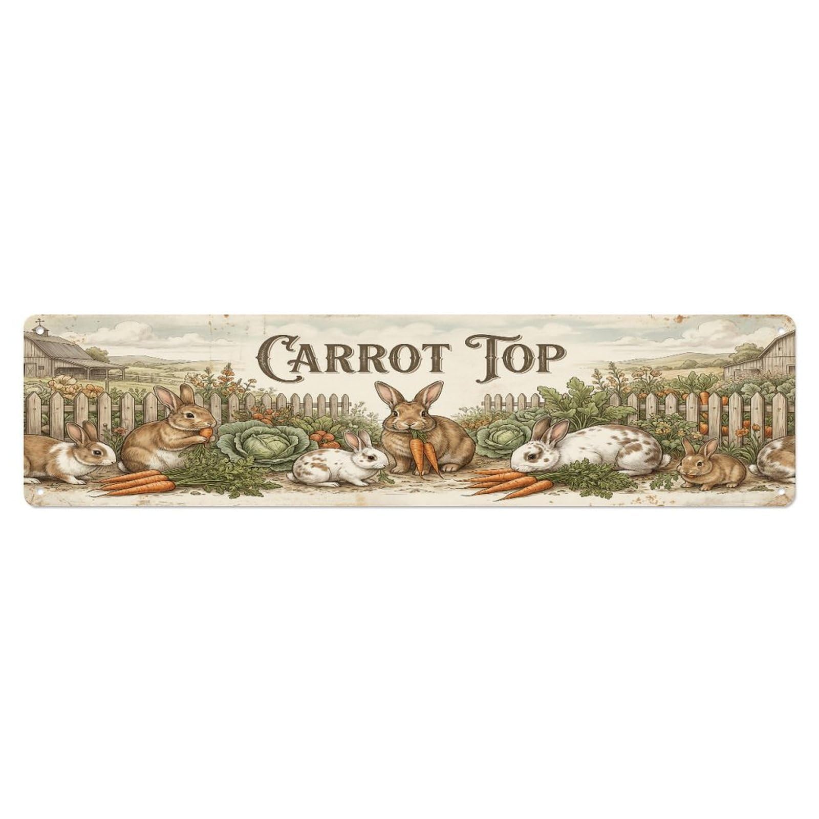 Xanthor Style Metal Tin Sign Vintage Yard Carrot Rabbit Farmhouse Funny Rabbit Backyard Farm