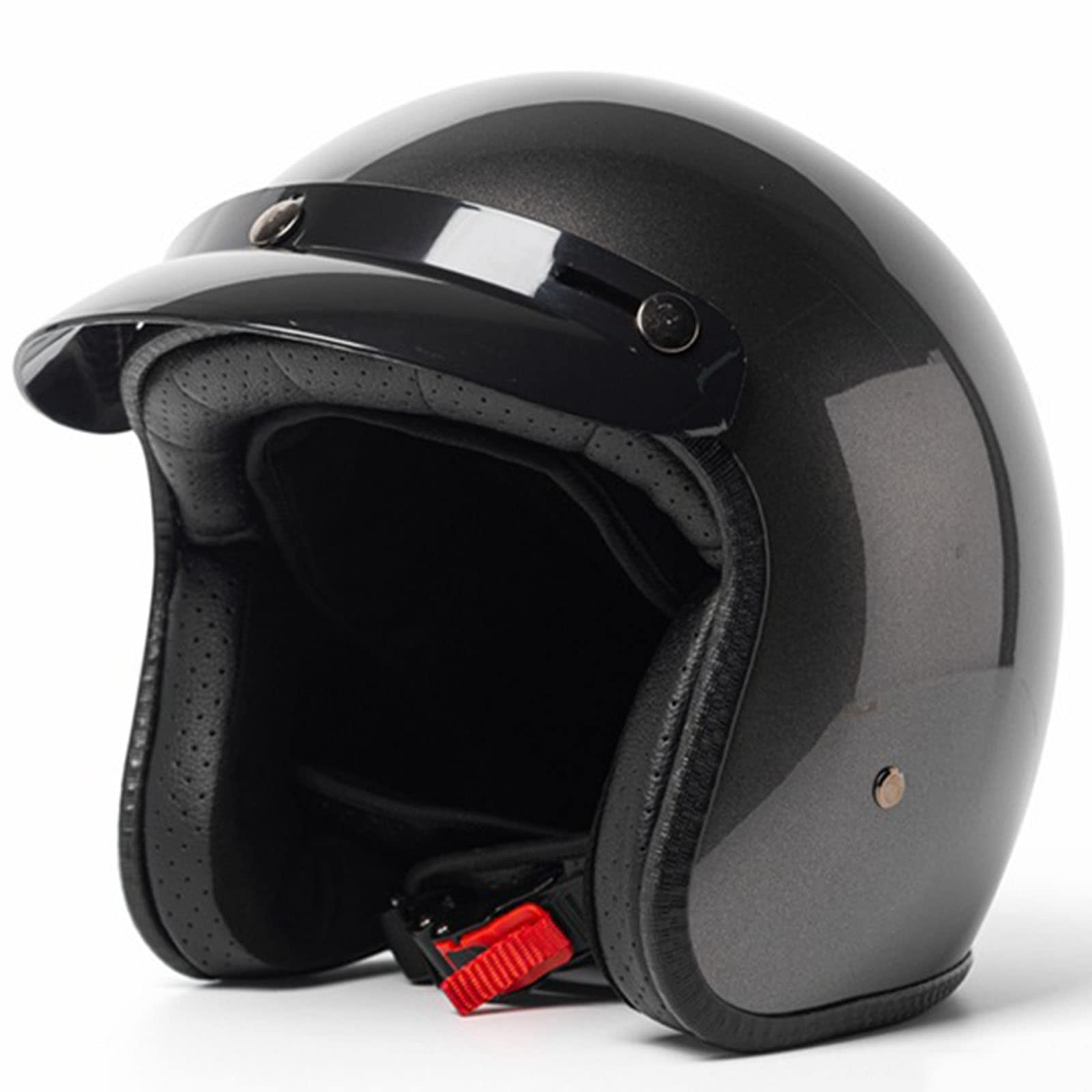 3/4 Casco Abierto Classic Casco Moto Jet Casco Moto Retro Cascos de Ciclomotor con Visera Solar Adecuado para Ciclomotores Scooters Cruceros (55-62CM)