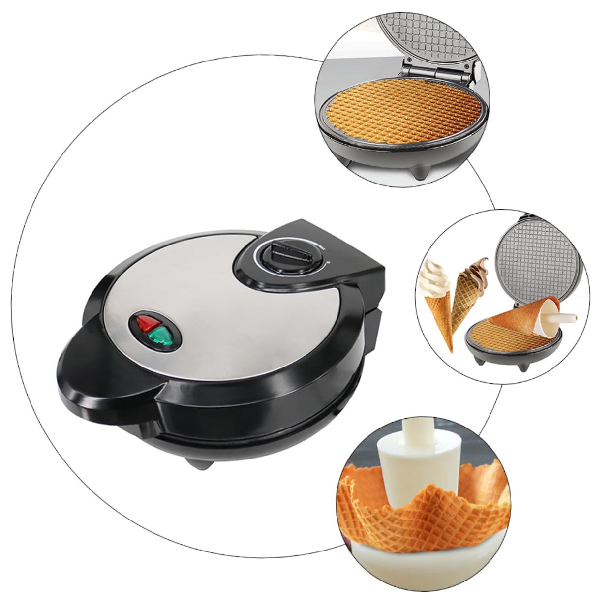 Máquina para Hacer Rollitos de Huevo Waflera Hogar Crepera Eléctrica de Helado Máquina para Hacer de Helado