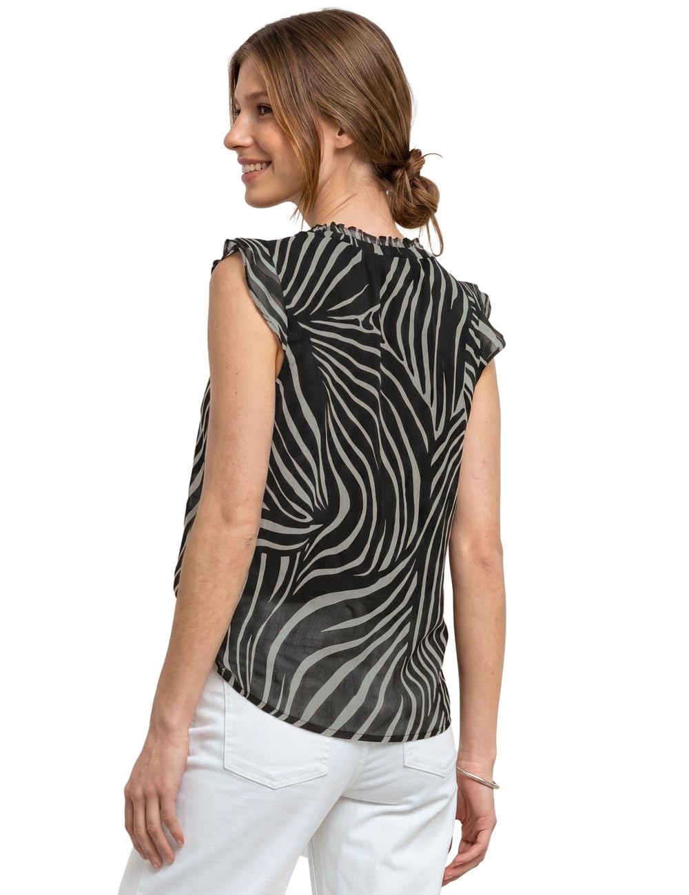 Street One Damen Blusentop aus Chiffon mit Split Neck