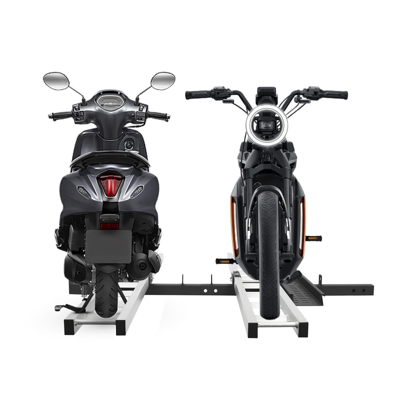 Support D'attelage De Moto En Aluminium De 600 LBS, Support De Vélo Toutterrain Robuste Monté Sur Attelage Avec Rampe De Chargement Et Dispositif De Verrouillage, Support Arrière De Moto For 2 Vélos F