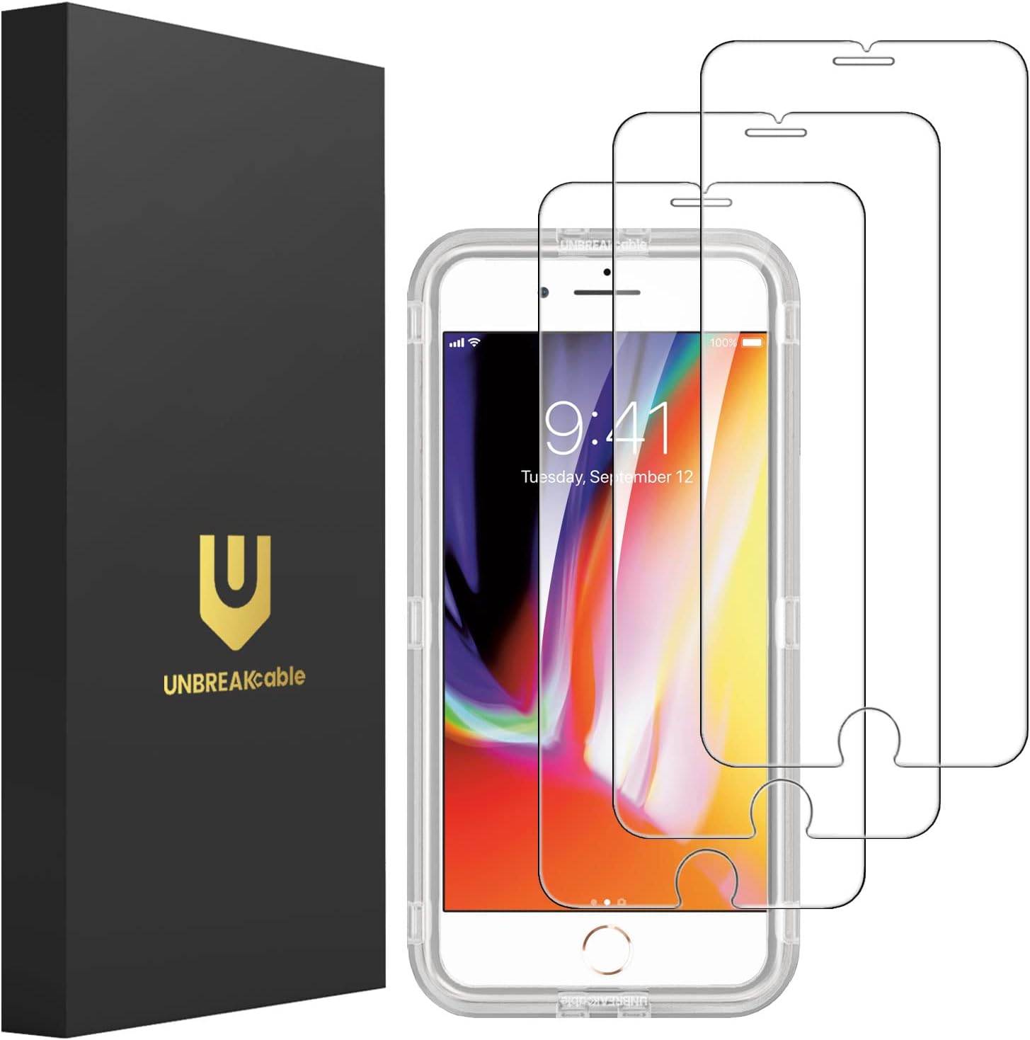UNBREAKcable Privacy Screen Protector for iPhone 8 Plus, Full Coverage Shatterproof Tempered Glass [True 28°Anti Spy] [9H Hardness] [Easy Installation Frame] 2-Pack Private Screen for iPhone 8 Plus