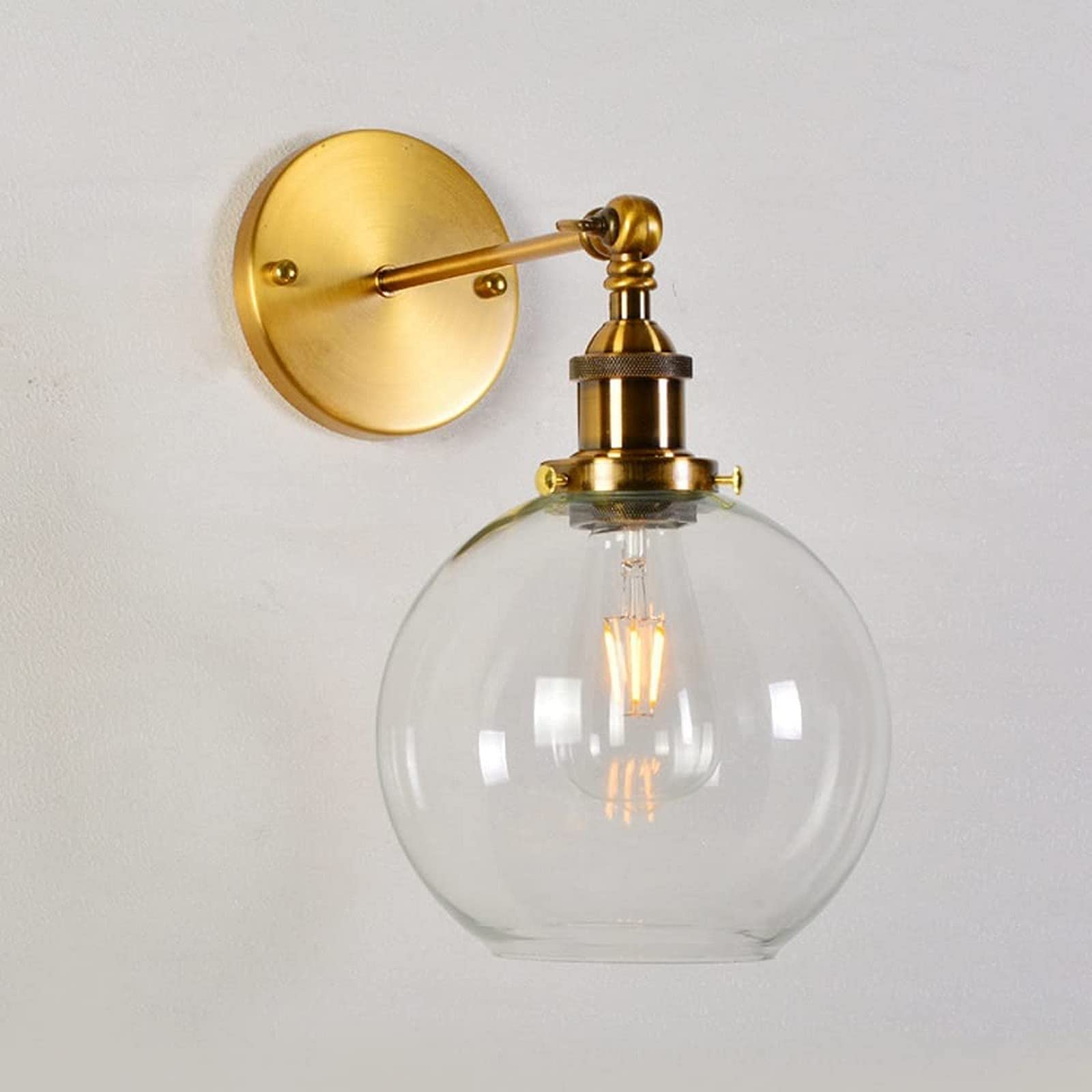 CWCQGH Wall Sconces, Wall Light Retro Modern Wall Light Lamps Retro Industrial Swing Arm Lighting Wall Mount Sconce Metal with Glass Shade Reading Lamp Indoor Decor Compatible w,Glass-C