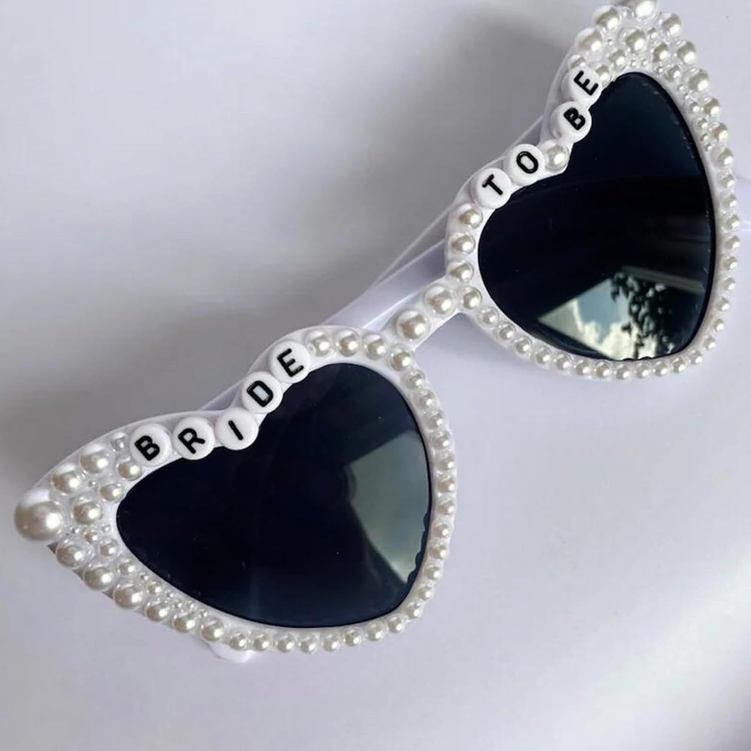 Tbay EVJF Bridal Glasses Heart Shape Pearl Bridal Glasses Bridal Shower Accessories for Women Kids Bridesmaids Bride to Be
