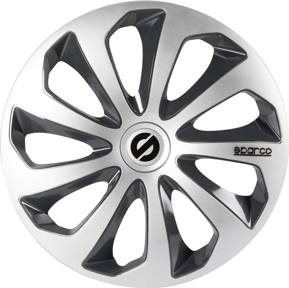 Sparco SPC1473SVGR Sicilia Wheel Covers, Silver/Grey, Set of 4, 14"