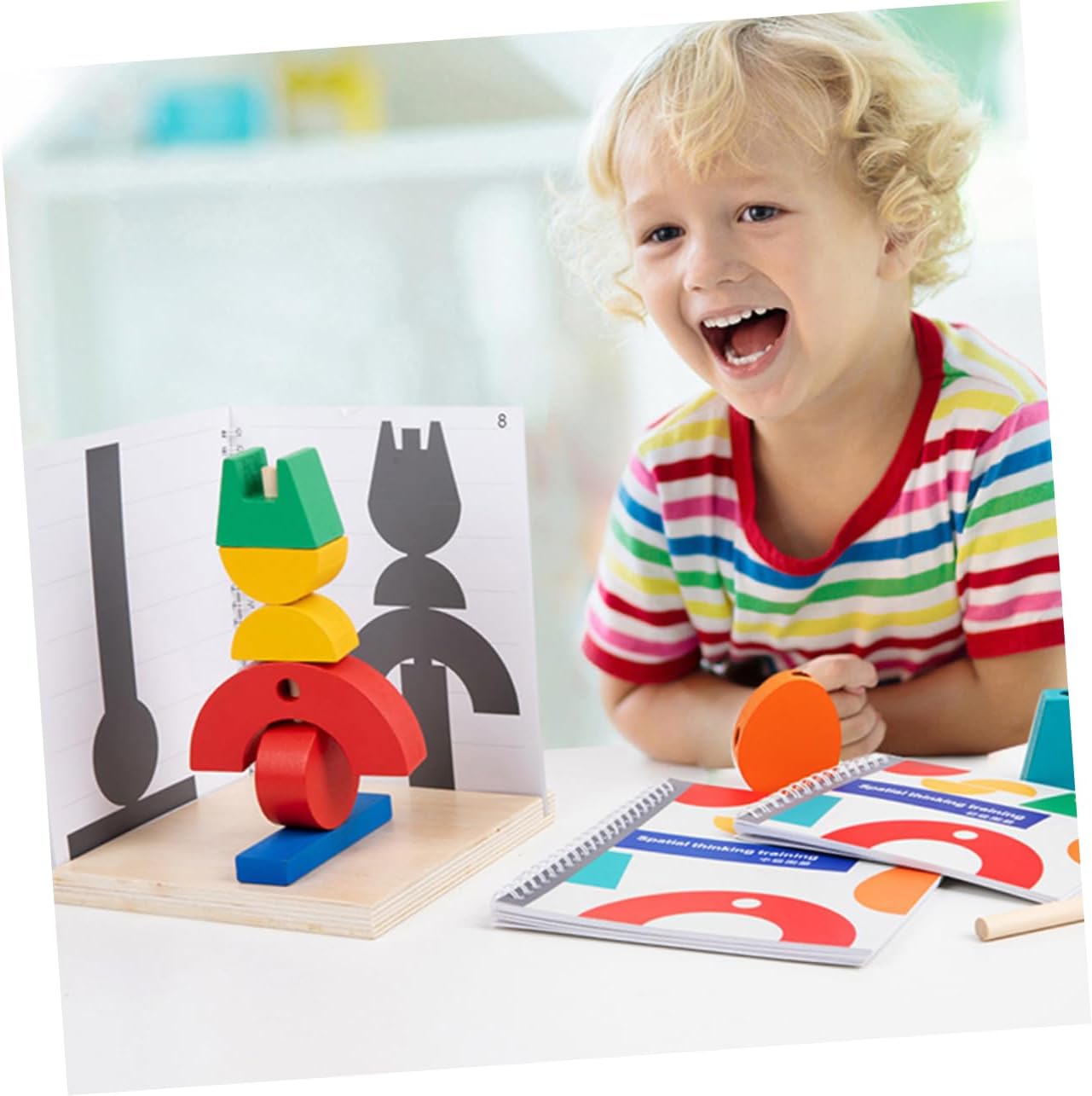 Kisangel 1 Set Montessori Wooden Building Blocks for Fine Motor Skill Activity Educational Blocks for Brain Development and Hand Eye Coordination Sturdy and Odor