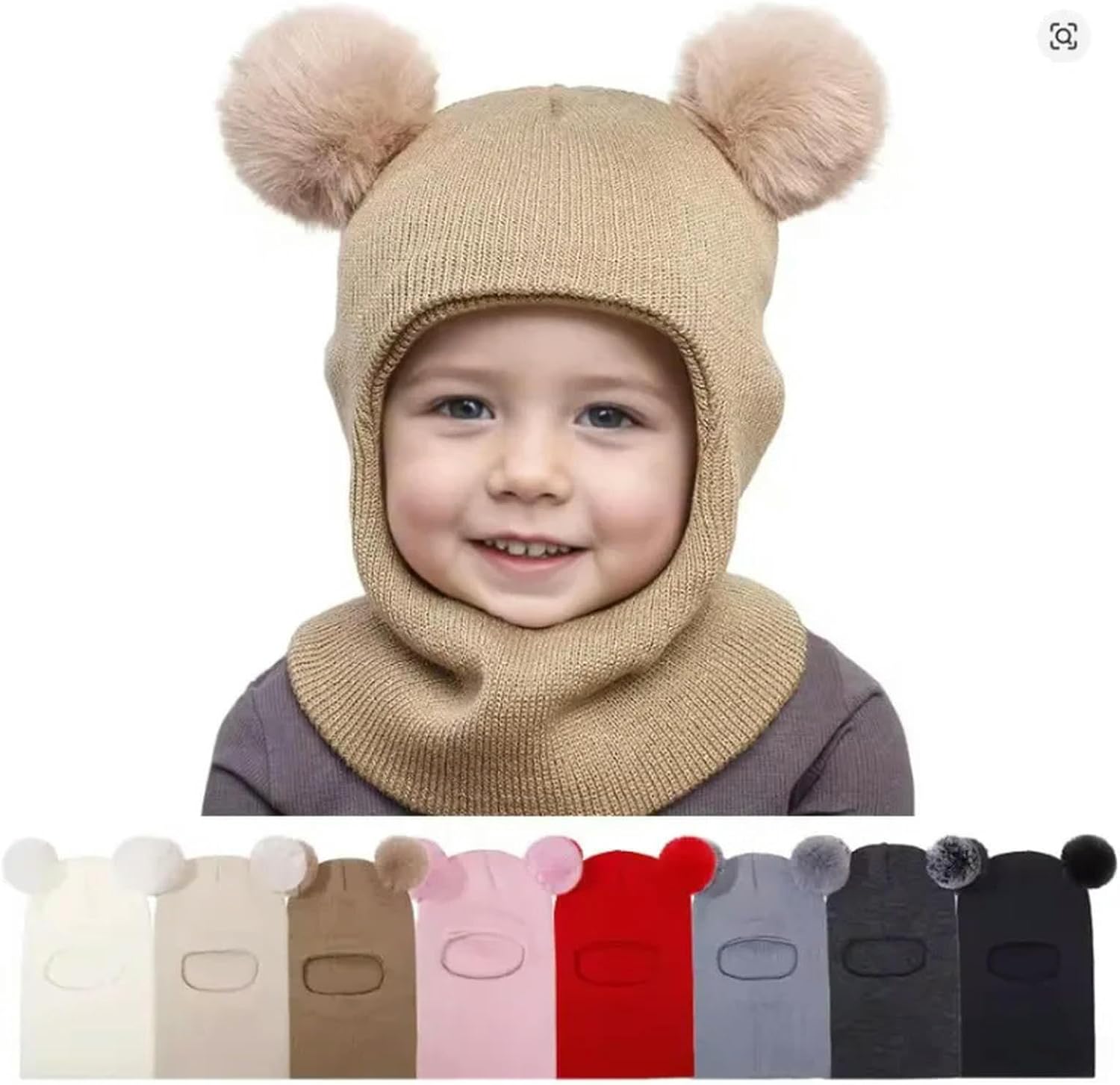 Warm Knitted Balaclava Hat Double Hairballmulti-Color Pullover Hat Autumn Winter Windproof Outdoor