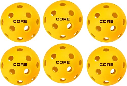 CORE Pickleball Pelotas de pickleball para interiores, bolas de pickleball duraderas y vibrantes, tamaño oficial con 26 agujeros