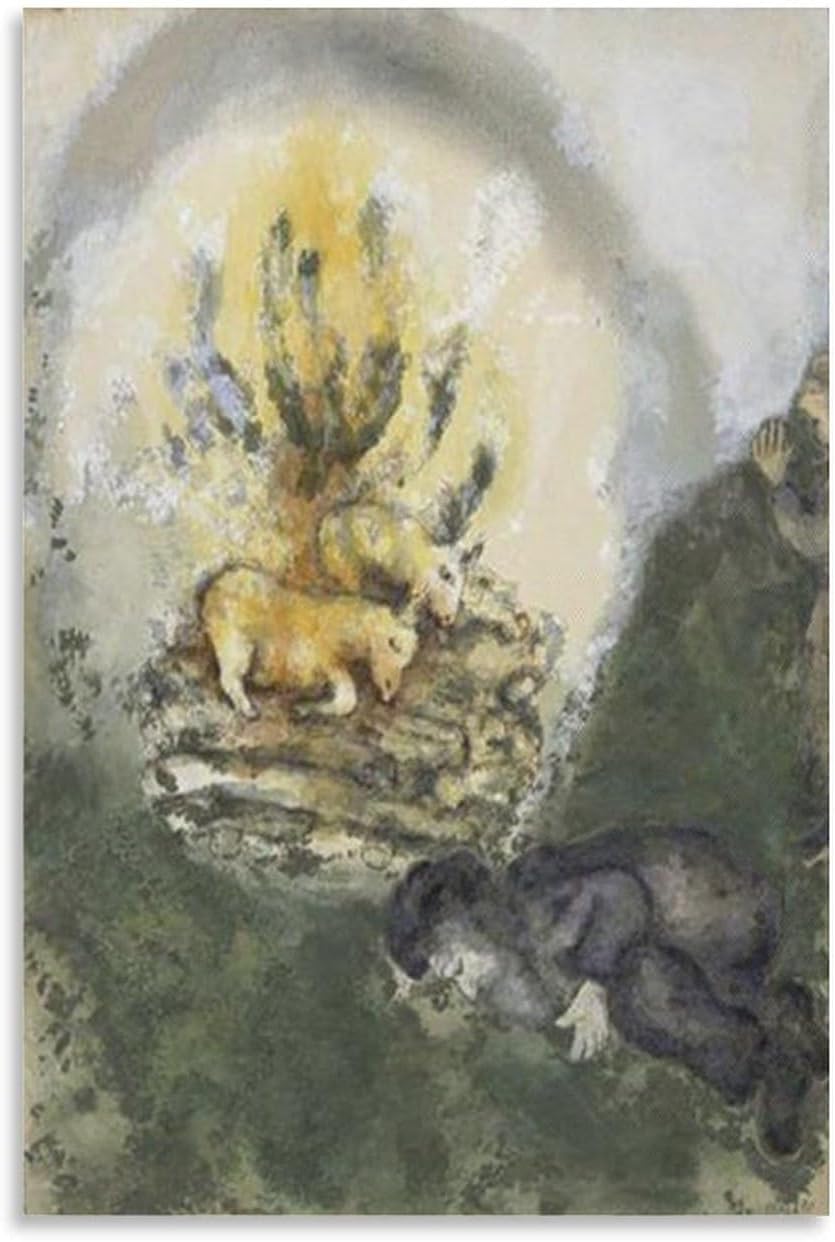 Orjdjz Wxkbl Marc Chagall Prints《The Noah's Sacrifice》Canvas Wall Art Abstract Picture Marc Chagall Poster Retro Painting for Bathroom Decor 40x60cmx1 Frameless