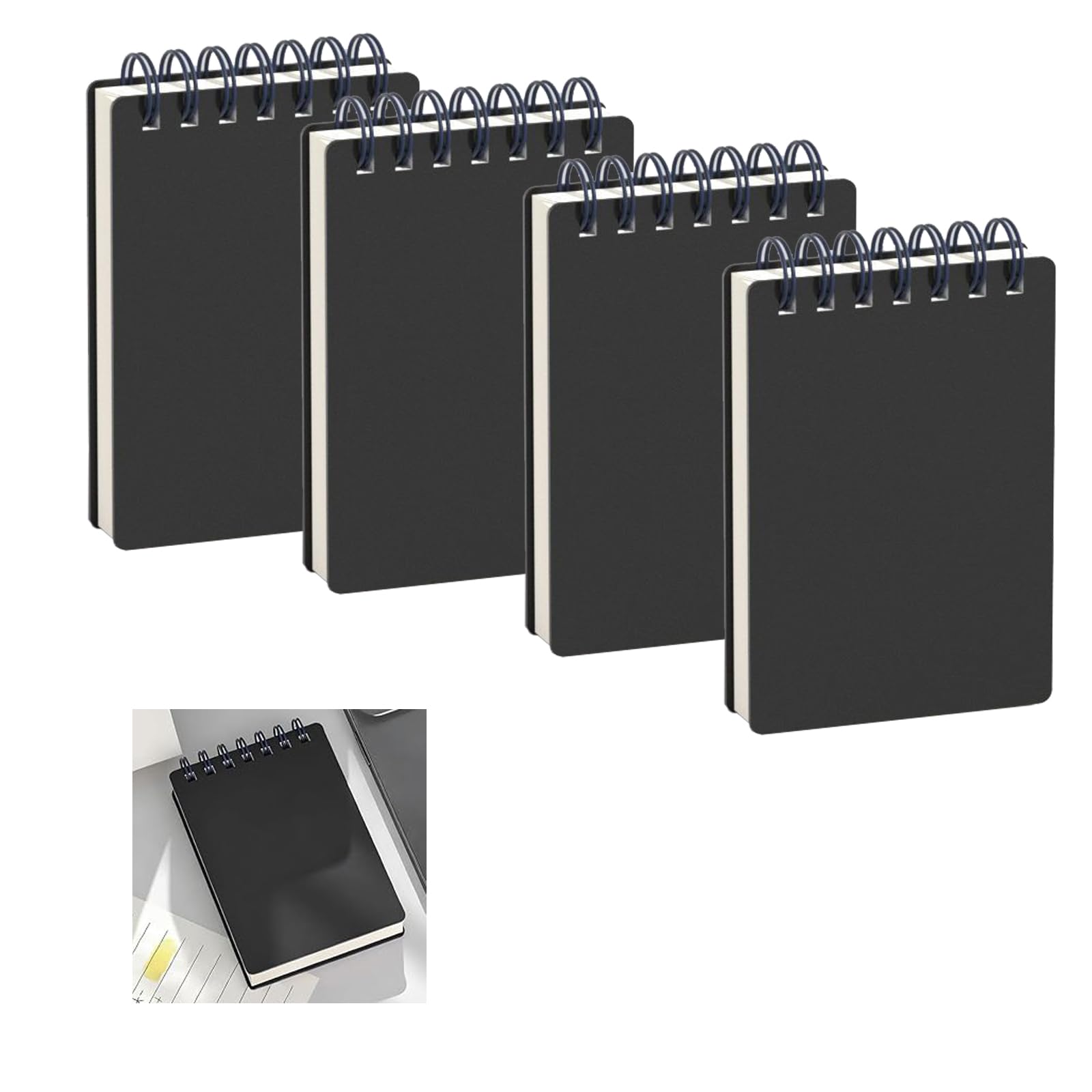 Azushwer A7 notebook, 4PCs Small Notebooks Pocket Size Mini Notepads Spiral Pocket Size Notepads Pocket Notepad A7 Notepad for School Office Supplies Business Memo