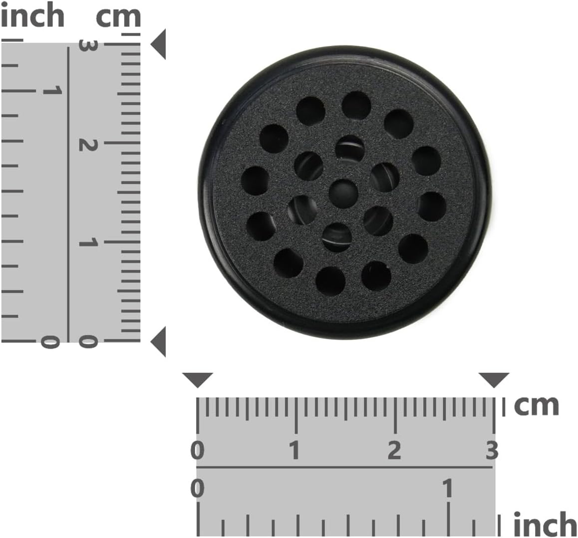 ടോപ്പ് ഡൗൺ view of the Voice Prompt Module with ruler measurements in inches and centimeters.