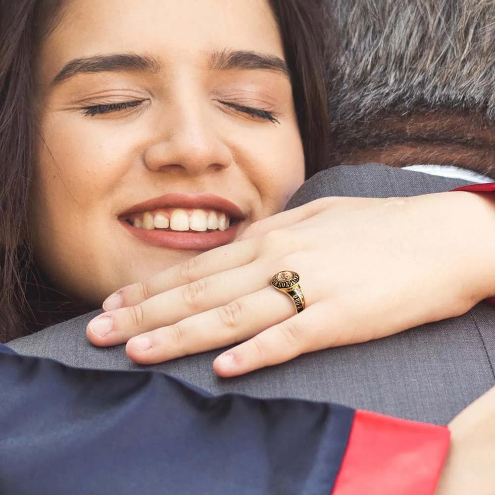 AILIN 925 Sterling Silver/Brass Class Of 2026 2025 Rings For Women Men High School Personalized Birthstone Engraved Graduation Rings College University Jewelry Gifts For Her Teacher