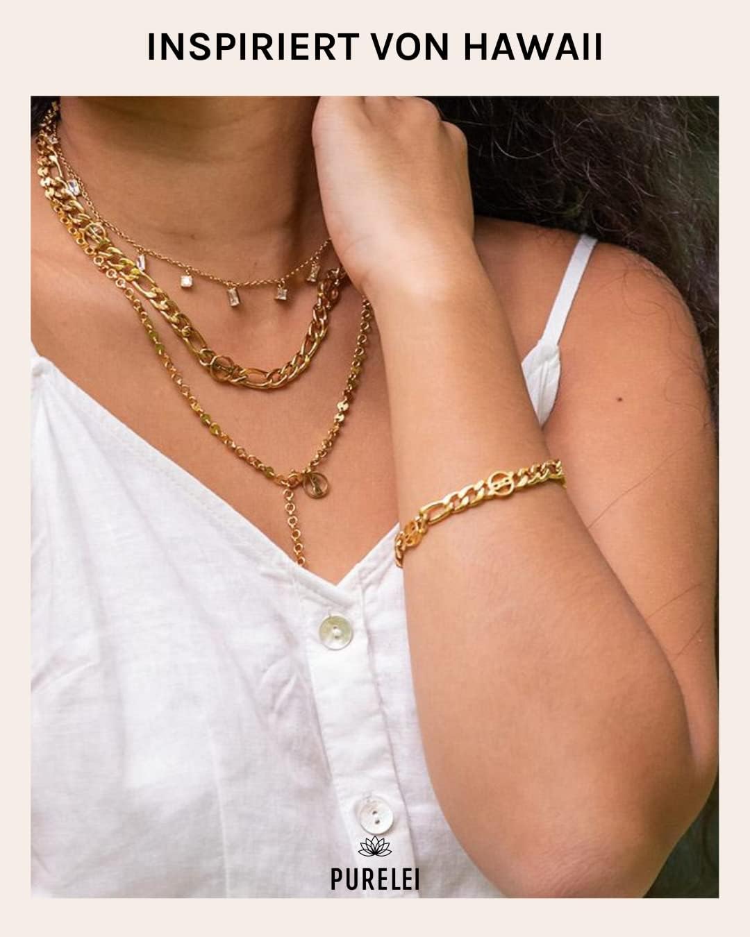 Purelei® Premium Bracelet (18K Gold plated) – Women's Bracelet Made from Durable Stainless Steel, Waterproof Jewelry with Pendant, Adjustable Length 6.69-7.87 inches