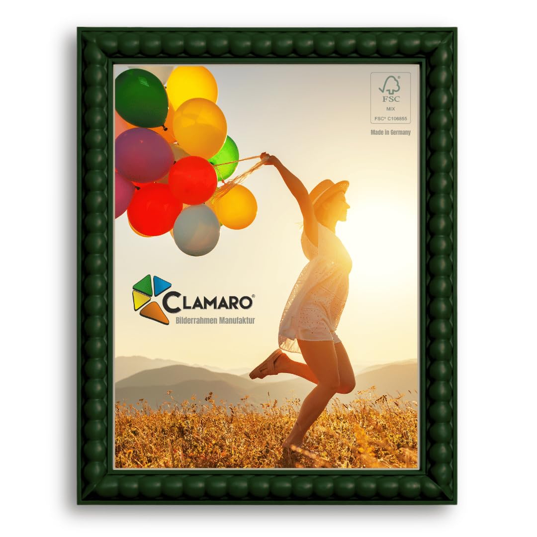 CLAMARO BUBBLE - Cornice portafoto di design 68 x 138 cm, in stile Bubble Balls, verde, realizzata a mano, in MDF con vetro acrilico, cornice per foto, poster o puzzle