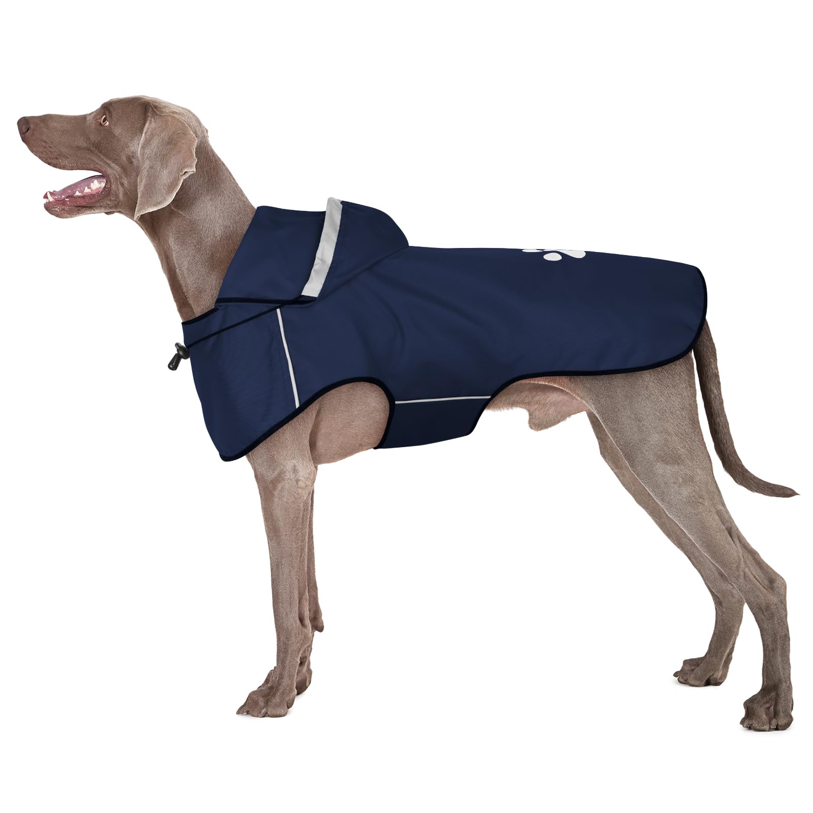BiPawTi Dog Waterproof Coat for Large Dogs Reflective Dogs Raincoat with Hoodie