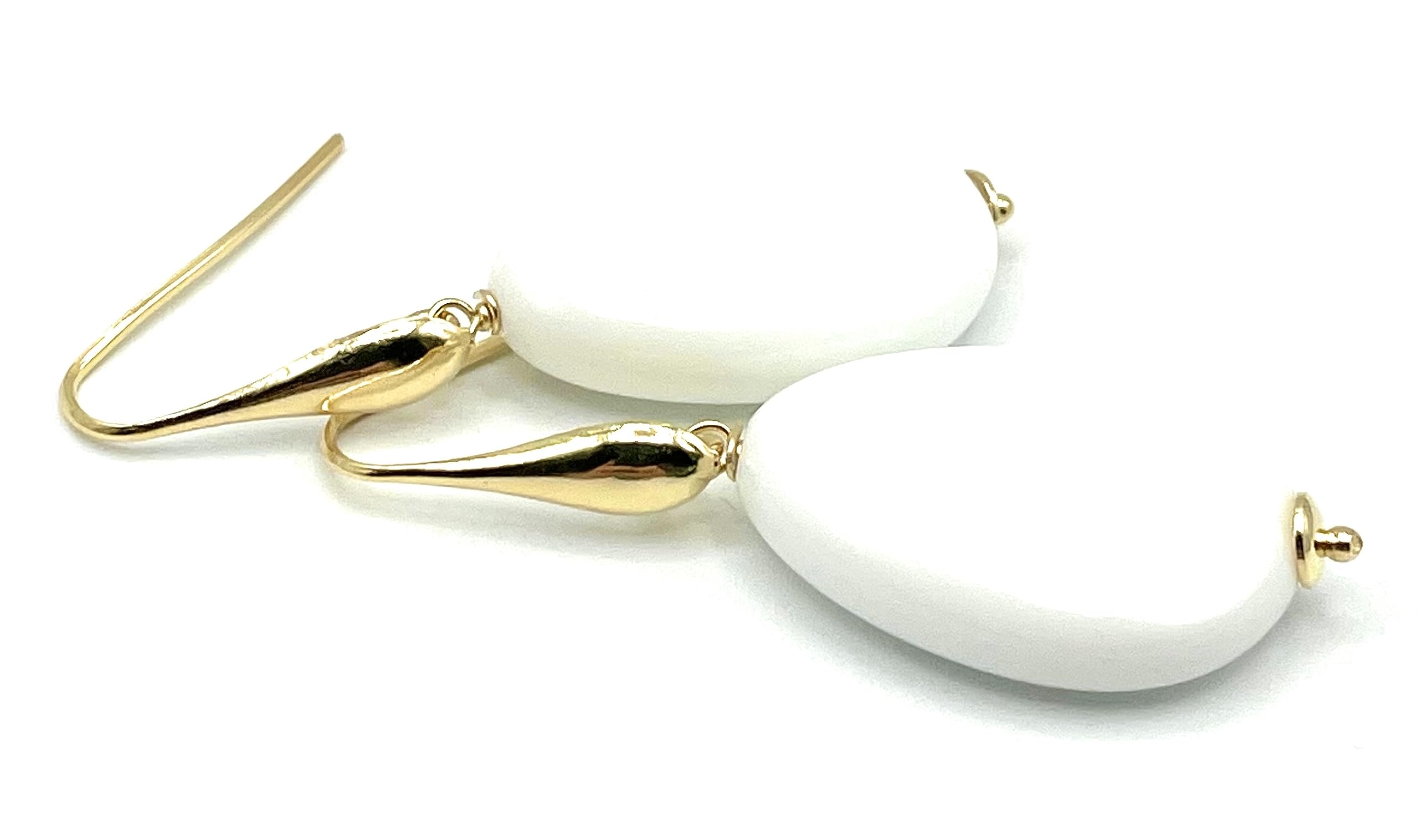 Orecchini con Gocce di Agata Bianca e Argento Dorato Italiano, Pendenti Pietre Dure Naturali, Bijoux Made in Italy, Regalo per Lei