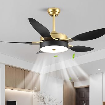 Modern 42in Ceiling Fan Light Intelligent Remote Ceiling Fan with Lights Indoor Dimmable Ceiling Fan with 72W LED Light for Bedroom Living Room Restaurant 6 Speeds Timing Ceiling Fans