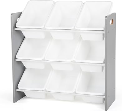 Humble Crew Toy Storage Organizer with 9 Removable Storage Bins for Kids Playroom, 3-Tier Toddler Toy Organization and Storag