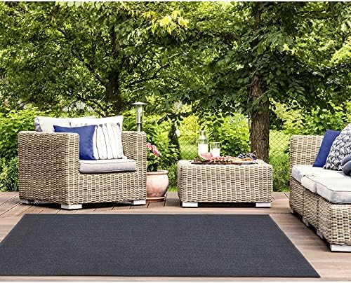 Liora Manne Calais Indoor/Outdoor Power Loomed Durable Area Rug - Traditional Texture Casual Colorful (Solid Navy) (5' x 7'6")