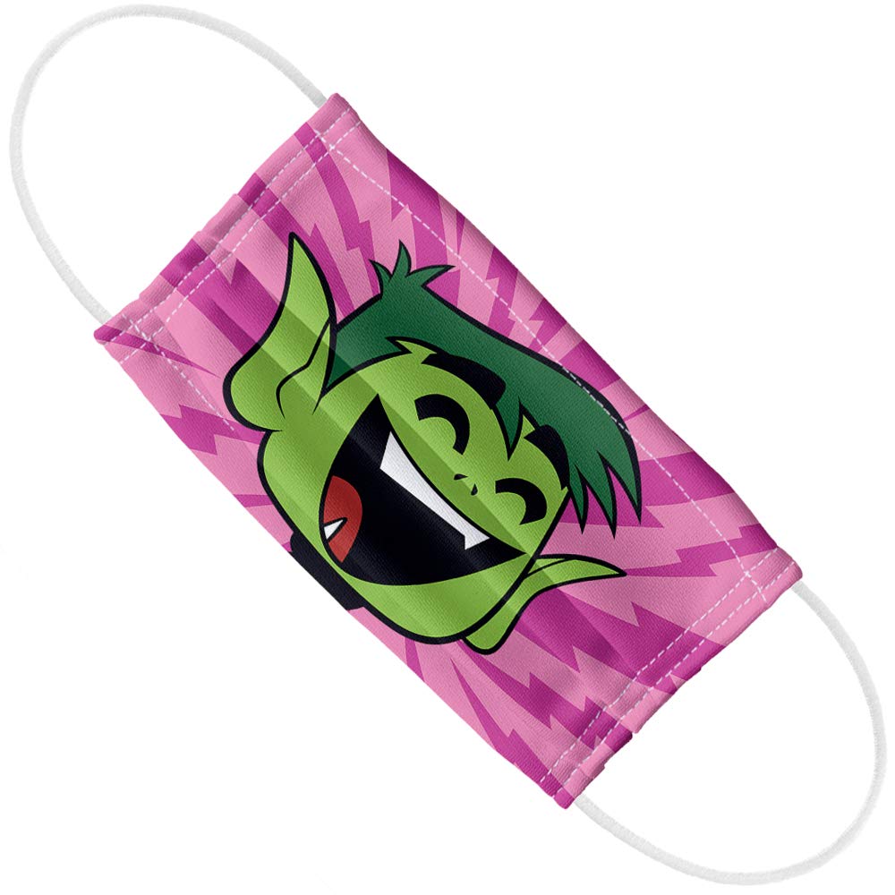 Popfunk Teen Titans Go! Beast Boy Pattern 1-Ply Reusable Face Mask Covering with Adjustable Nose Wire, Unisex