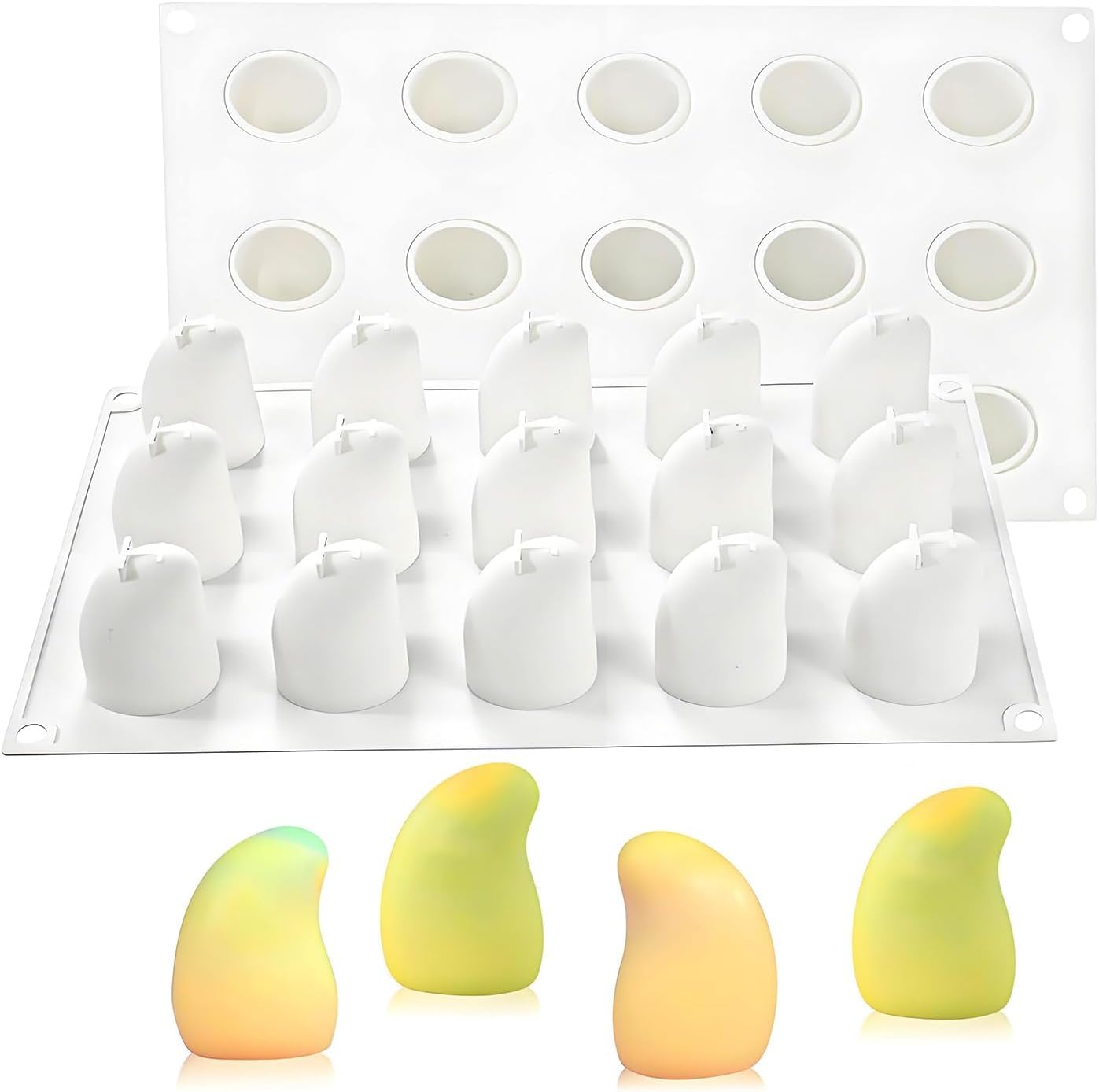 15 Slot Mango Silicone Mold Fruit Candle Mould for Candle Making Cake Fondant Decorating Chocolate Candy Food melts Dessert Pastry Mousse & Ice Cream Mold Soap Crafting Projects Fruit Pop Molds-image-48