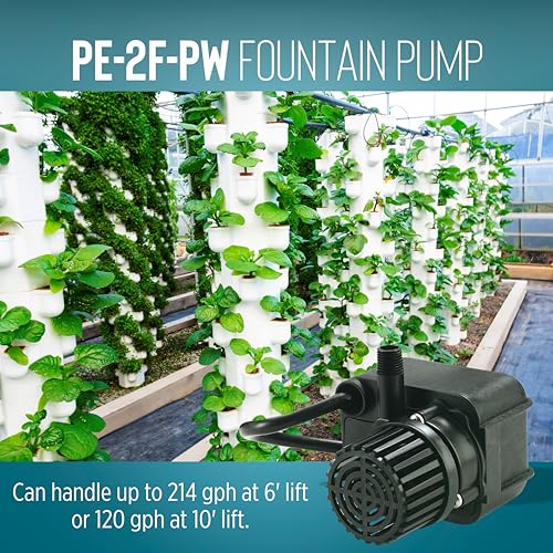 Image of Little Giant PE-2F-PW 115 Volt, 1 /40 HP, 300 GPH Submersible Direct Drive Pump for Small Ponds or Fountains with 15-Ft. Cord, Black, 566611