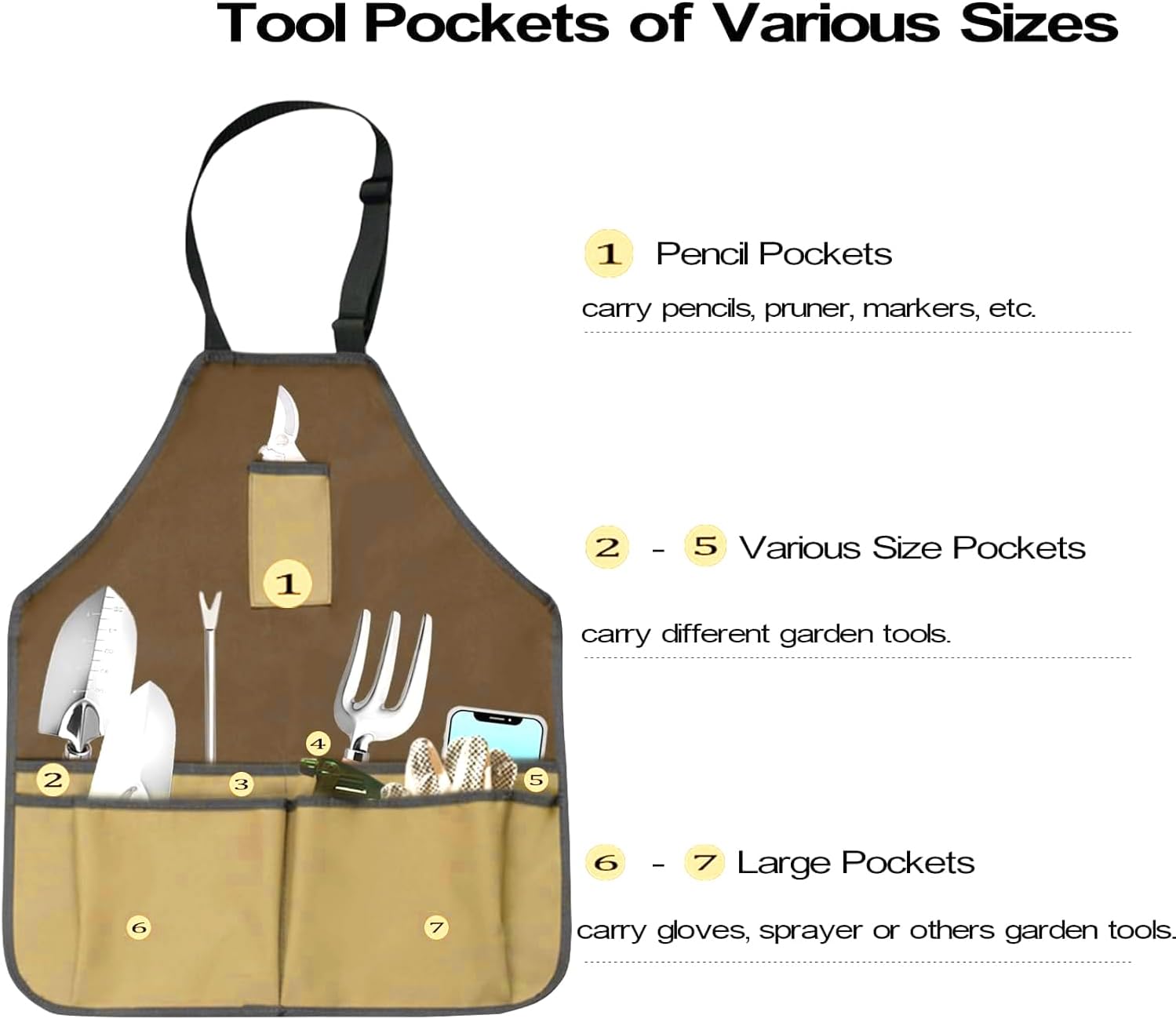 Gardening Apron - Tool Bags & Aprons Tote Storage Bag with Pockets Tool Apron Practical Gardening Gifts for Men - Image 3