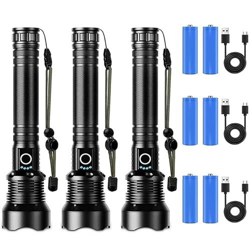 Buy Two Get One Free, Total of 3pcs 10000mAh Super Bright Rechargeable Flashlight with 5 Modes, High Lumens LED Flashlights, Tools for Men, for Emerge