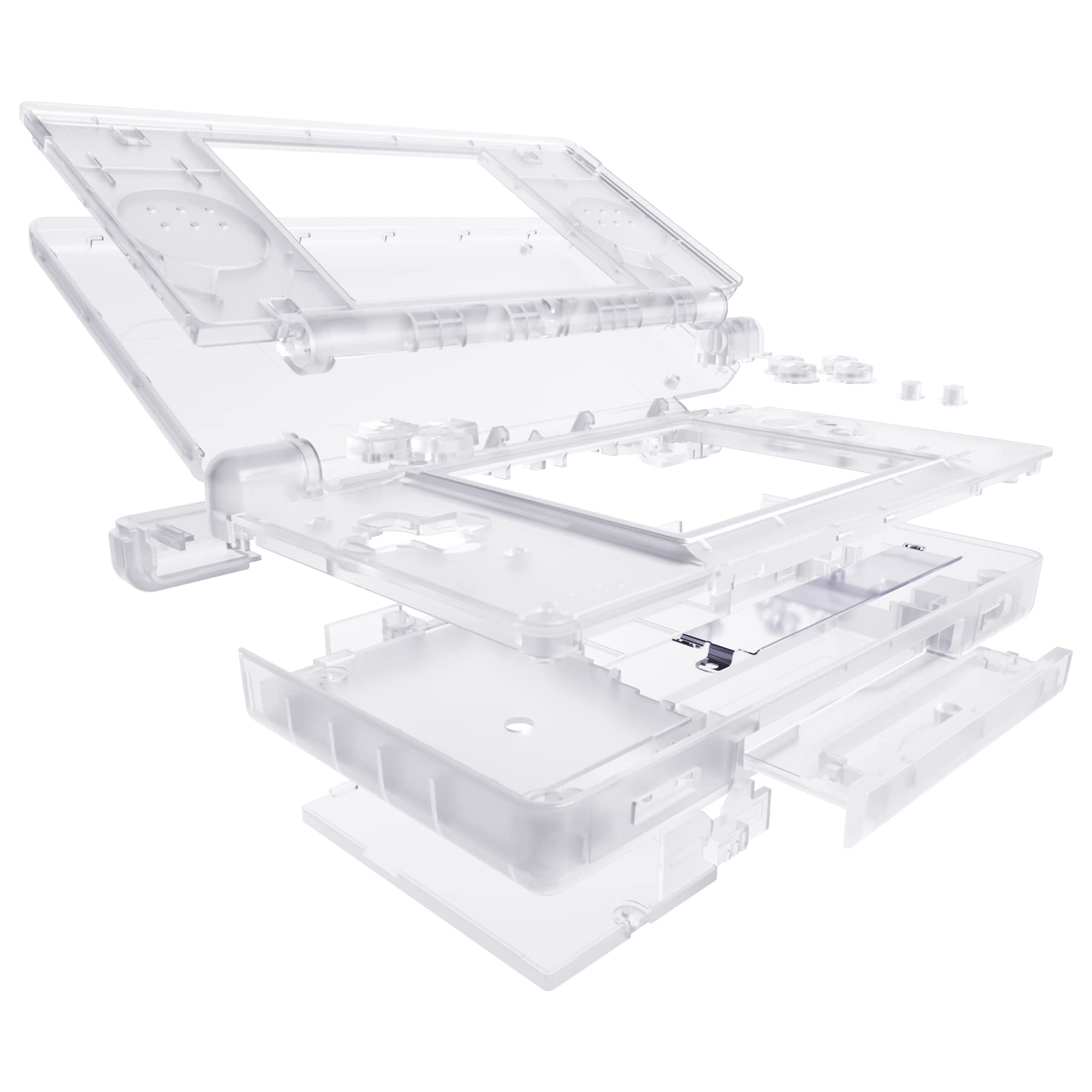 eXtremeRate Coque Remplacement Complète pour Nintendo DS Lite, Coque pour Nintendo DS Lite Console Portable avec Bouton de Remplacement Transparent, Console Non Incluse