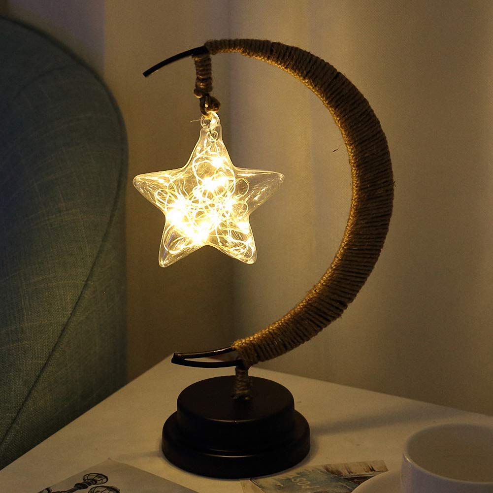 Ulalaza LED Copper Wire Lamp Wrought Iron Ornaments Night Light Creative Bedroom Nordic Style Retro Wind Decoration Holiday Without Battery