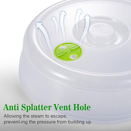 Miniatura 6 de Juego de fundas para platos de microondas, 6 tamaños, transparentes con rejillas de ventilación, protectores de salpicaduras de alimentos aptos para