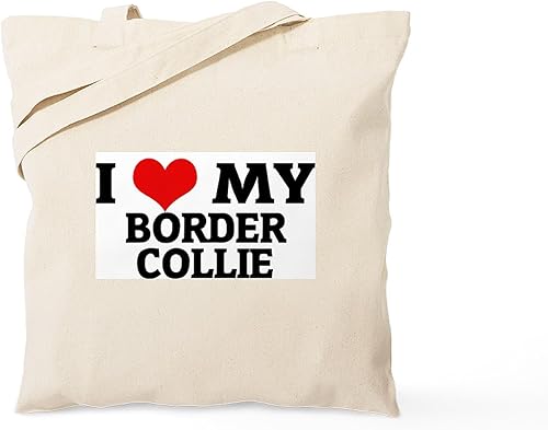 Vista 104 de CafePress Border Collie - Bolsa de lona natural, bolsa de compras reutilizable