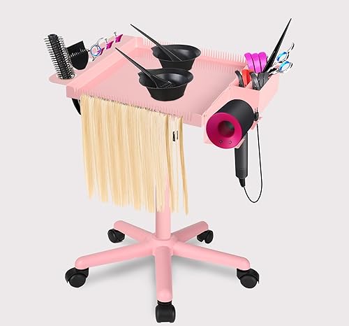 Miniatura 18 de Bandeja de salón con ruedas,Carrito de belleza con ruedas ajustable en altura,Equipo profesional de salón para peluquería/Spa/uso doméstico Negro