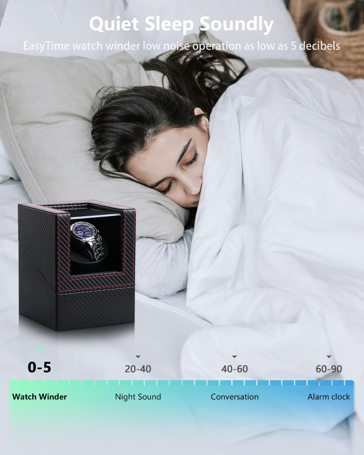 Single Watch Winder for Automatic Watches: EasyTime Automatic Watch Winder Box with Japanese Quiet Motor, Flexible Plush Pillow Fit Women and Men Watches, AC Adapter or Battery Powered