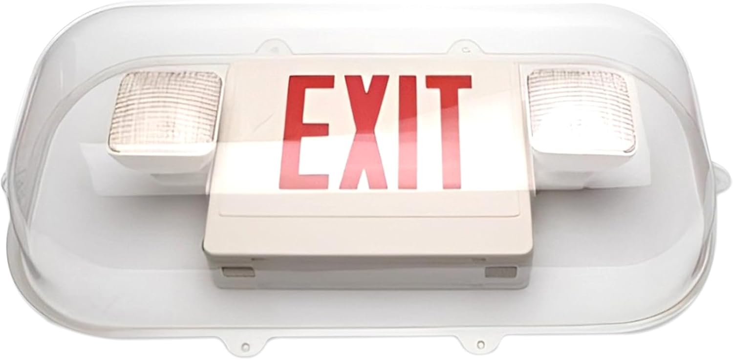KASTLITE Clear Polycarbonate Emergency Exit Sign Cage - Protective Non Wire Guard Cover for Lighted Signs - Wall & Ceiling Light Damage Stopper - Outdoor Business & Home Lighting Protector (Clear, BG-3C 30-3/4" x 6-1/2")