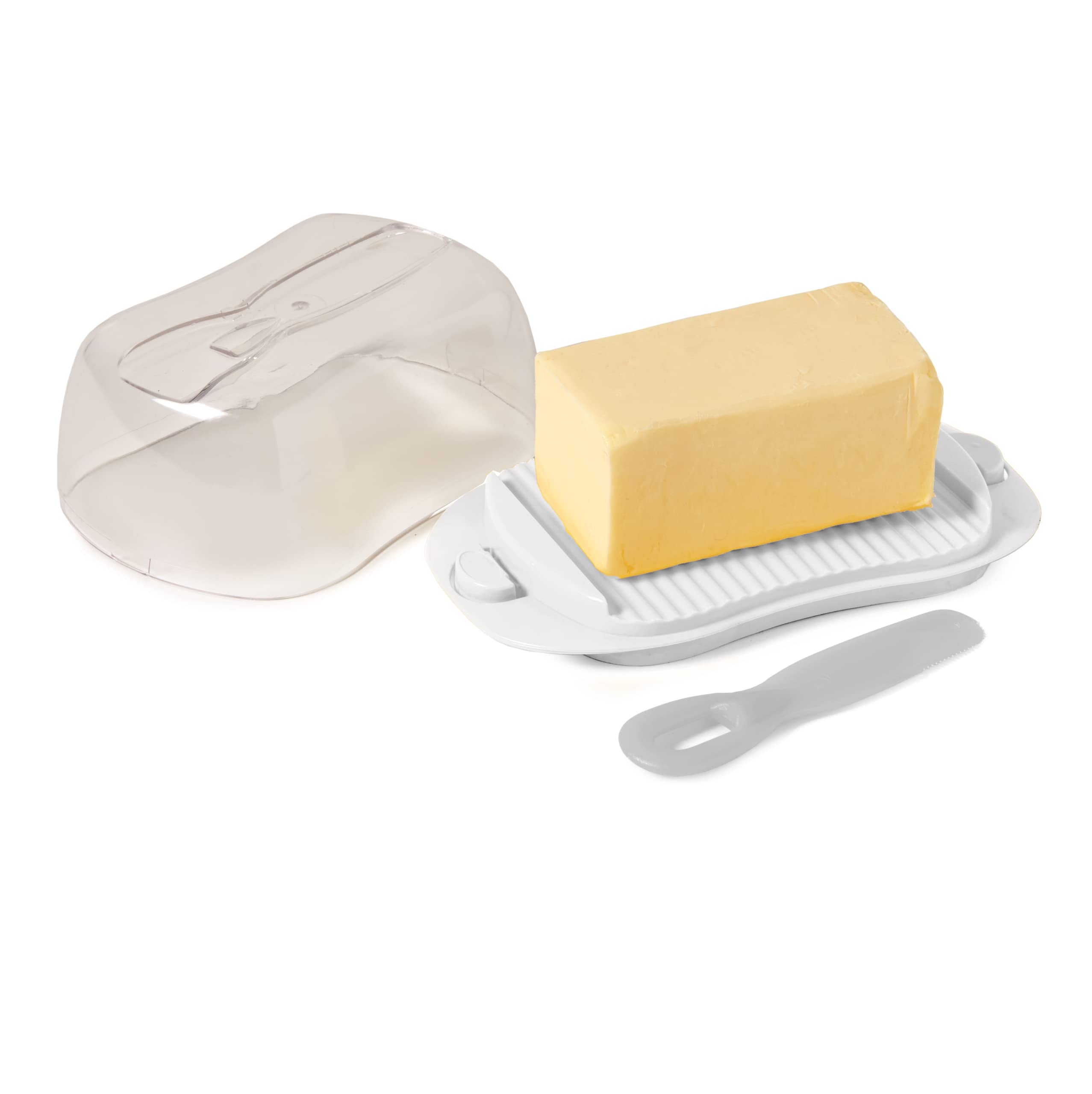 Snips Butter Dish with Lid 0.5 L, Butter Container with 2 Safety Locks and Butter Knife, Clear Dome, Fridge Butter Keeper - Image 4